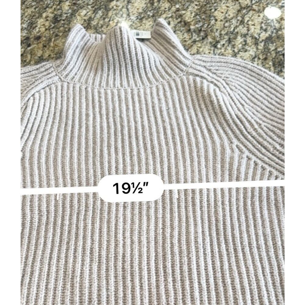 Ann Taylor Beige Heavy Knit Ribbed Mock Neck Tunic Sweater NEW Size Medium - Picture 9 of 10